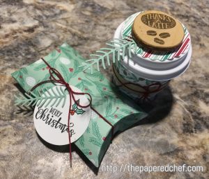 Half Full Stamp Set, Coffee Cafe Stamp Set, Presents & Pinecones dsp, Pretty Pines thinlets