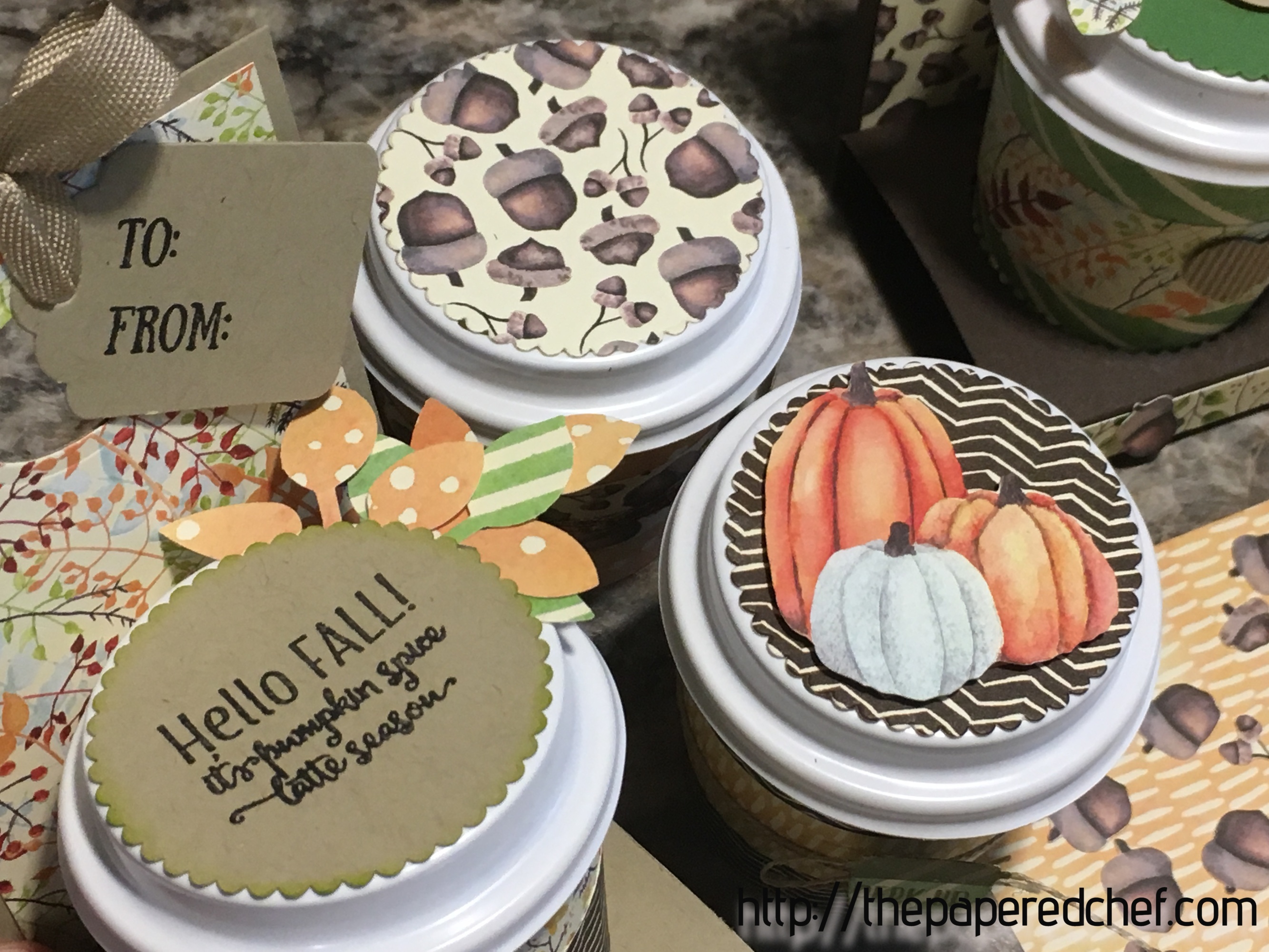 Mini Coffee Cups decorated with Painted Autumn DSP